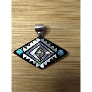 Micro Inlay Sterling Silver Art Pendant